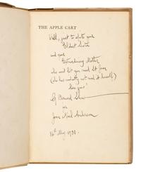 SHAW, George Bernard (1856-1950). The Apple Cart: a Political Extravaganza . London: Constable and Company Ltd., 1930.