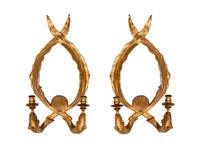 A Pair of Whimsical Mirrored Gilt Wall Sconces — CARVERS GUILD, 1998