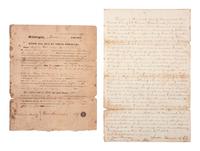 [SLAVERY & ABOLITION]. Two bills of sale for enslaved persons in Georgia, including a scarce Sheriff's Bill of Sale, 1852.