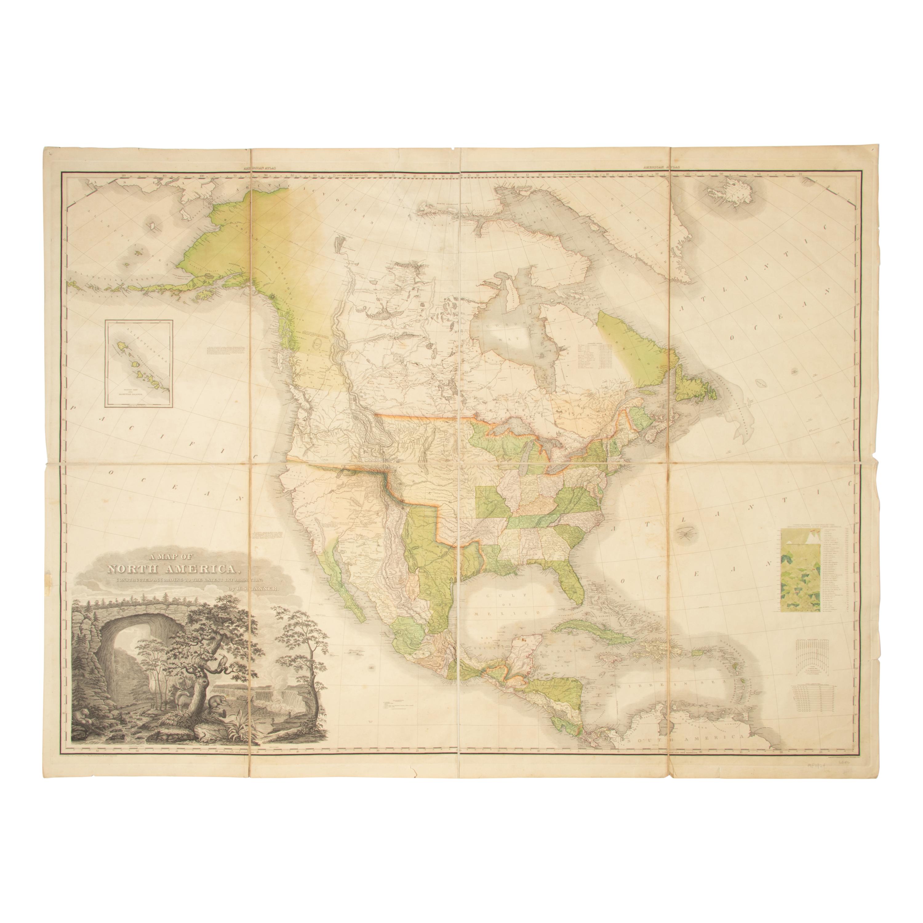[Map]. Tanner, Henry Schenck (1786-1858). A Map of North America, Constructed According To The Latest Information. Philadelphia: H.S. Tanner, 1822 [but 1823].