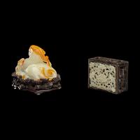 Two Chinese Carved Jade Articles 白玉天祿及青玉鏤雕蓮紋墨床