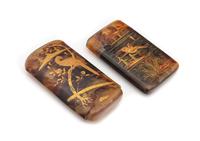 Two Japanese Lacquered Tortoise Shell Cases Width of larger 5 3/8 inches. — EARLY 20TH CENTURY