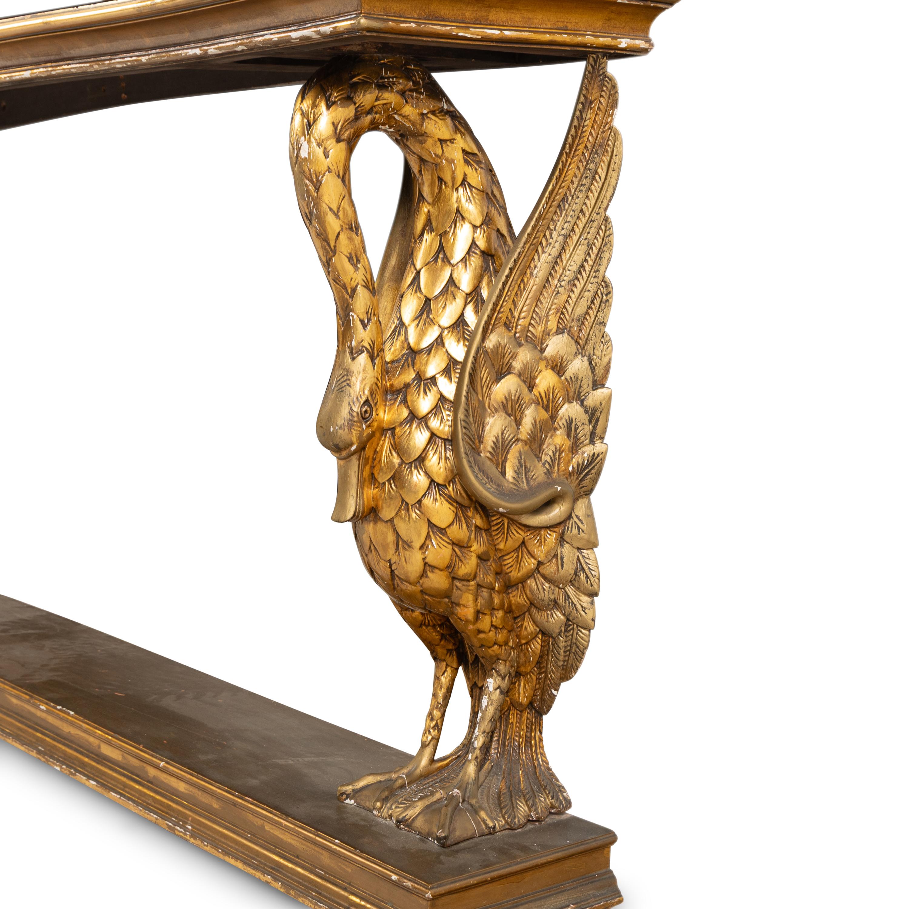 An Empire Style Giltwood and Verde Antico Marble-Top Console Table