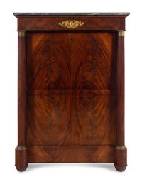 An Empire Style Gilt Bronze Mounted Mahogany Marble-Top Secrétaire à Abattant
