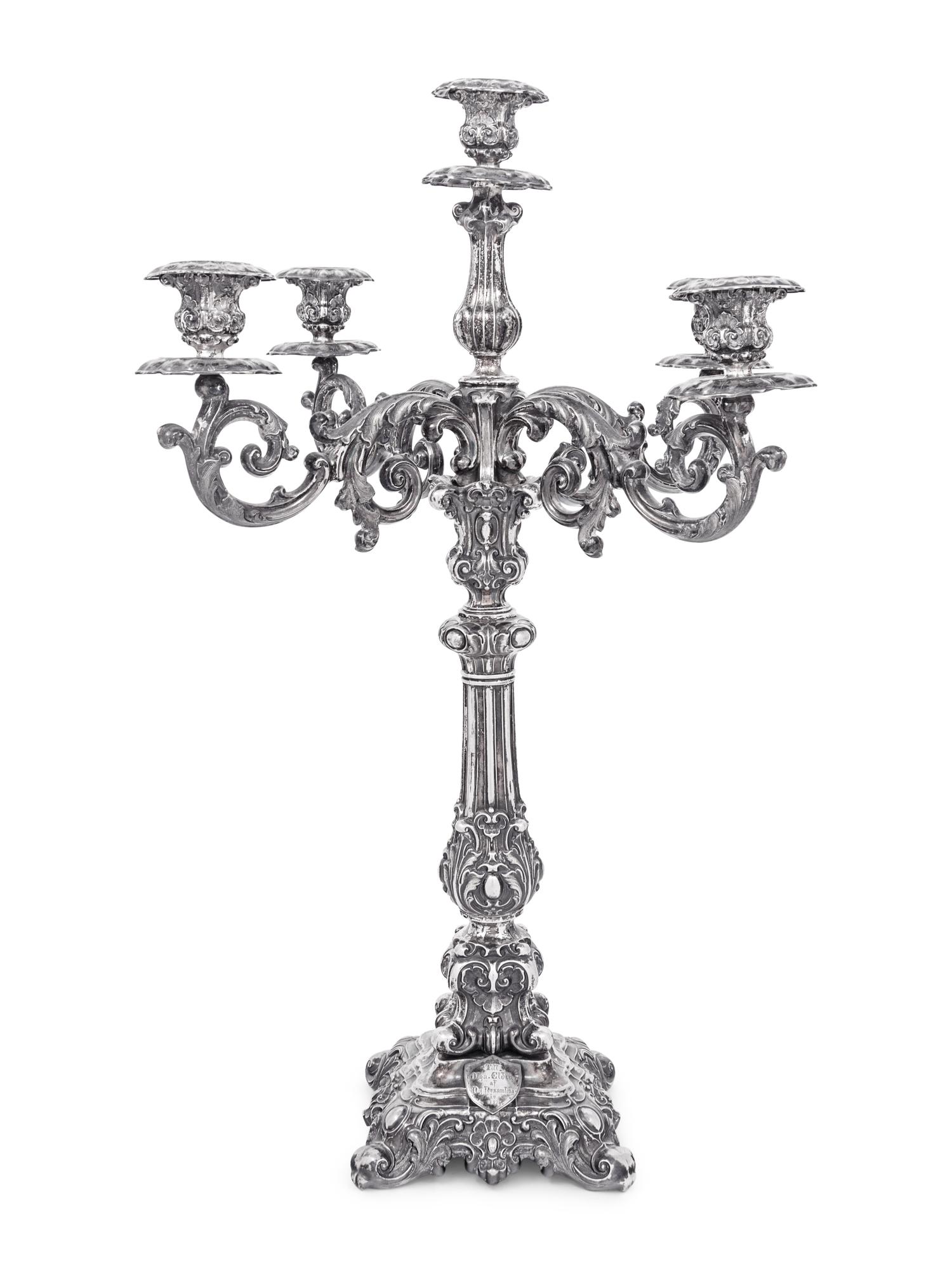A Swedish Silver Five-Light Candelabrum