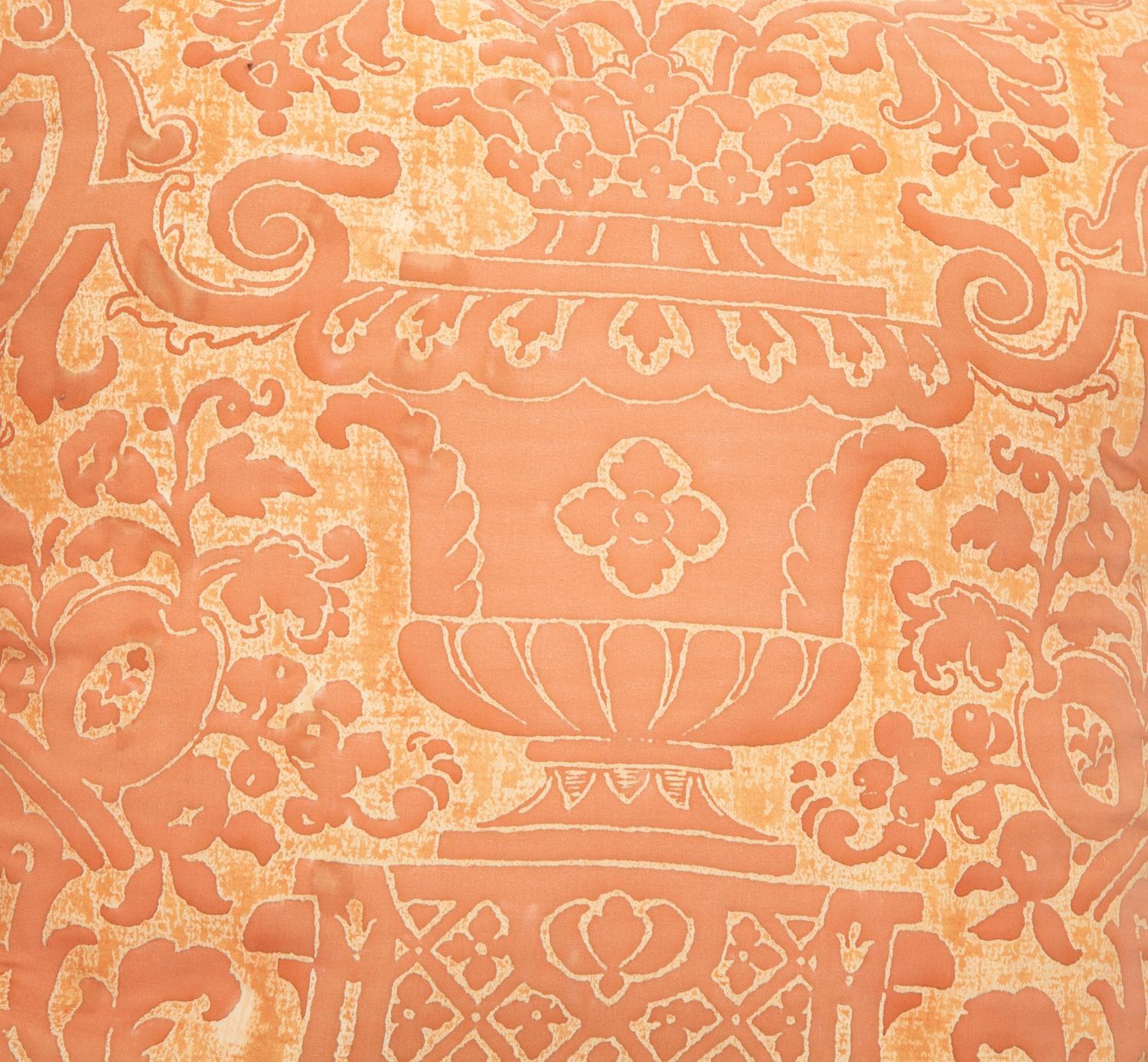 A Pair of Throw Pillows with Fortuny Upholstery