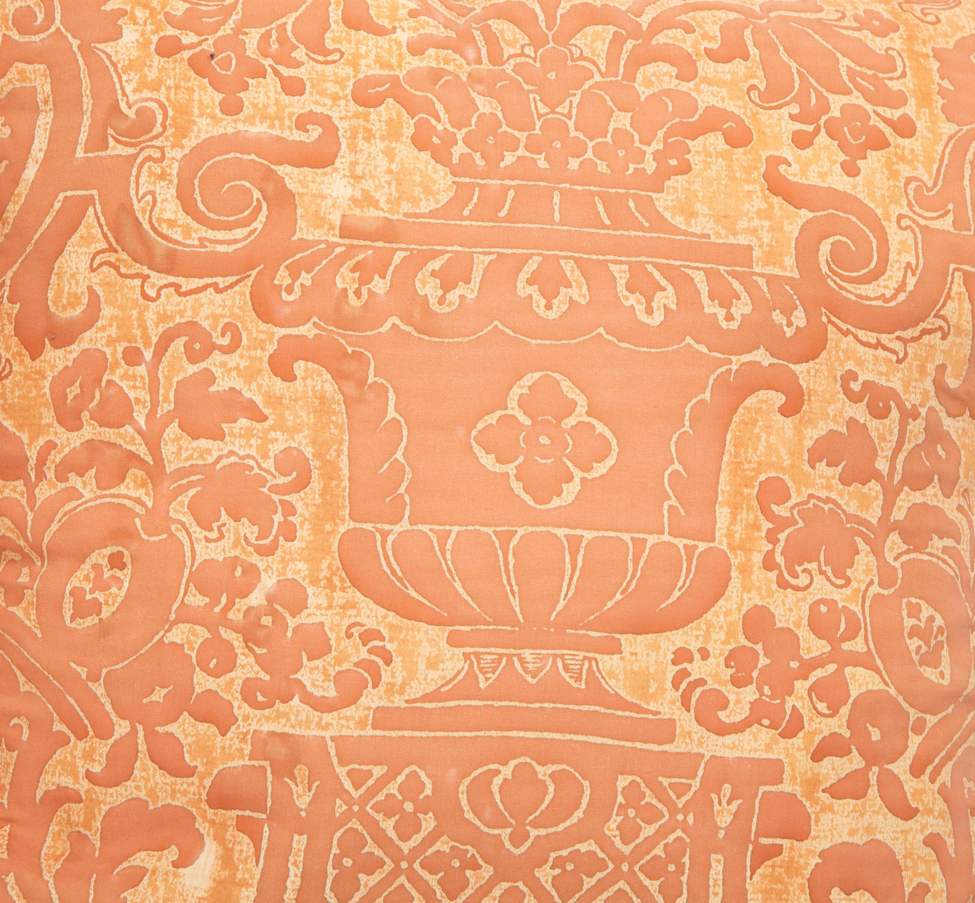 A Pair of Throw Pillows with Fortuny Upholstery