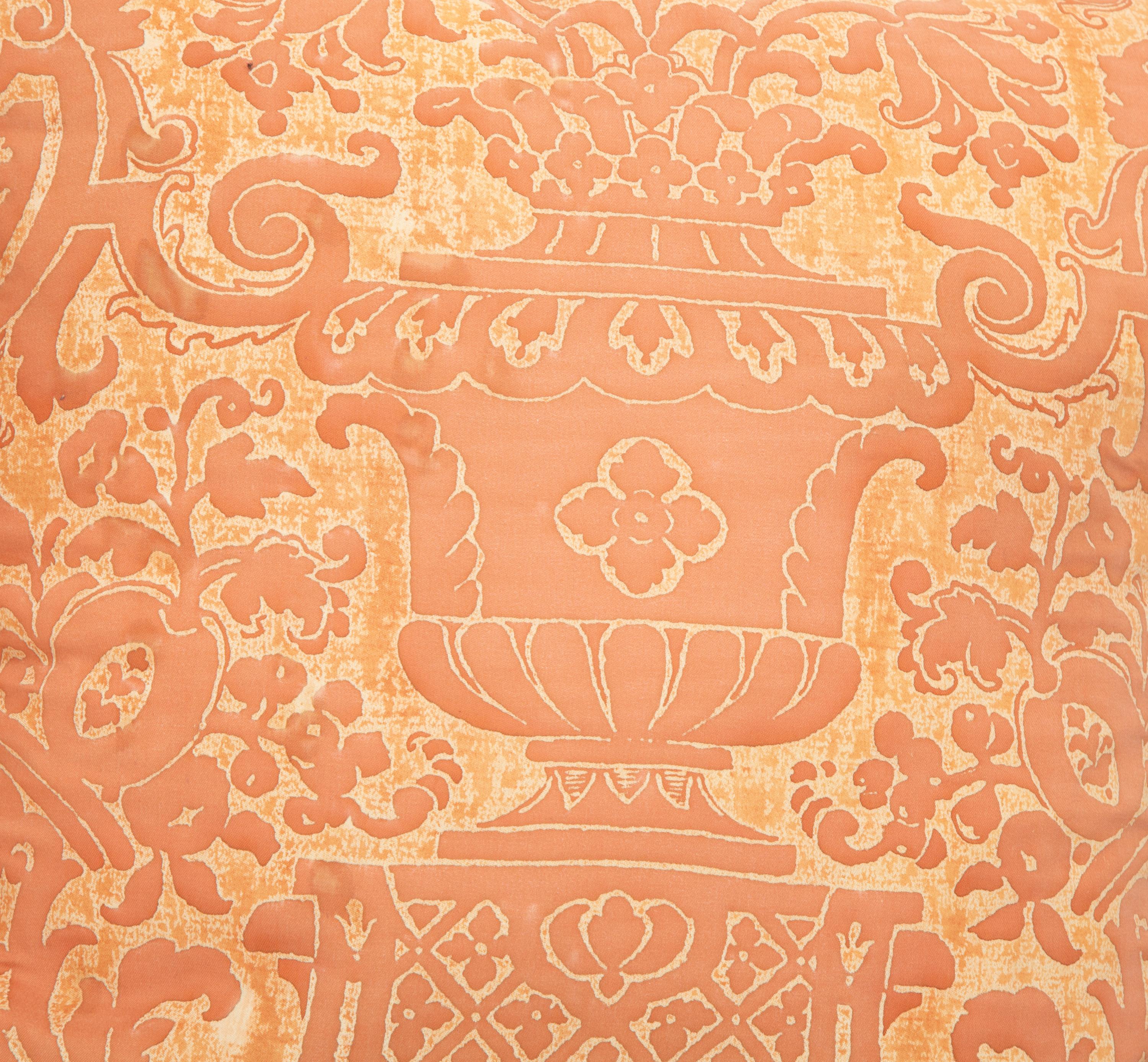 A Pair of Throw Pillows with Fortuny Upholstery