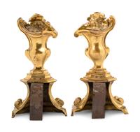 A Pair of Régence Style Gilt Bronze Chenets