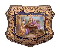 A Sèvres Style Painted and Parcel Gilt Porcelain Table Casket