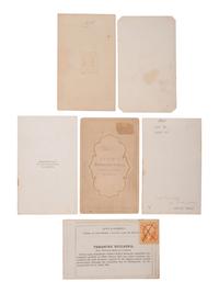 [LINCOLN FUNERAL]. 6 CDVs of Lincoln memorial services and buildings draped in mourning, incl. the Congressional Committee posed in front of Lincoln's Springfield home on the day of his funeral.
