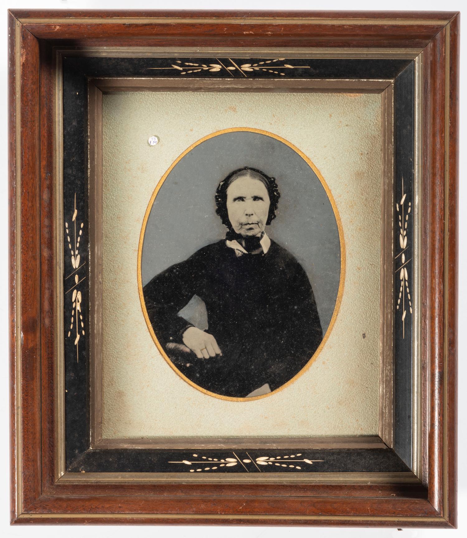 [EARLY PHOTOGRAPHY - PORTRAITURE]. A group of 10 folk art hand-painted tintypes of individual men, women, and couples, including: