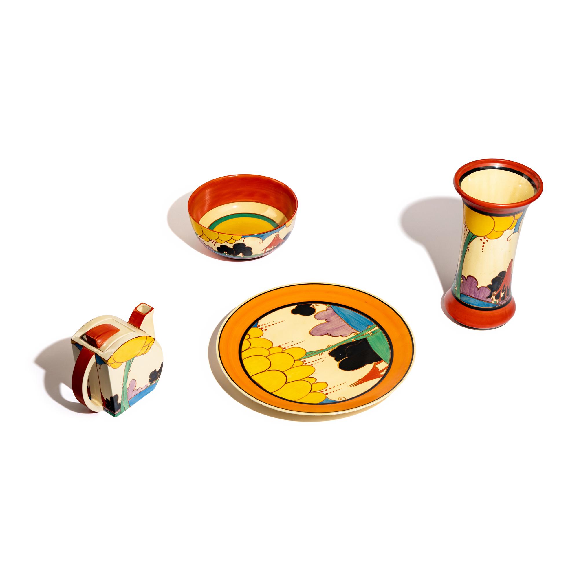 Group of 4 Items, Summerhouse pattern, c. 1931-33