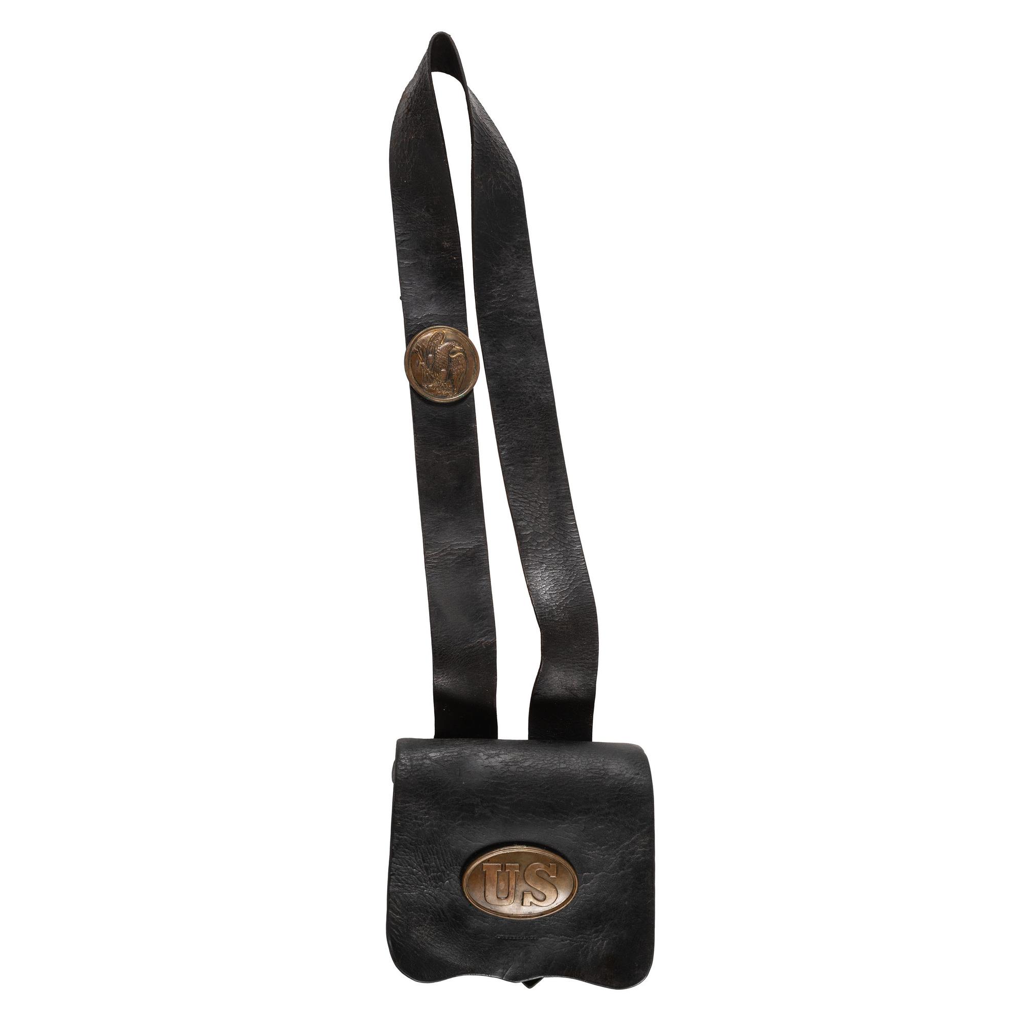 U.S. Pattern of 1861 .69 Caliber Round Ball Cartridge Box with Sling and both Plates by Garcelon & Covell