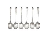 A Set of Six Arts & Crafts Hammered Silver Teaspoons