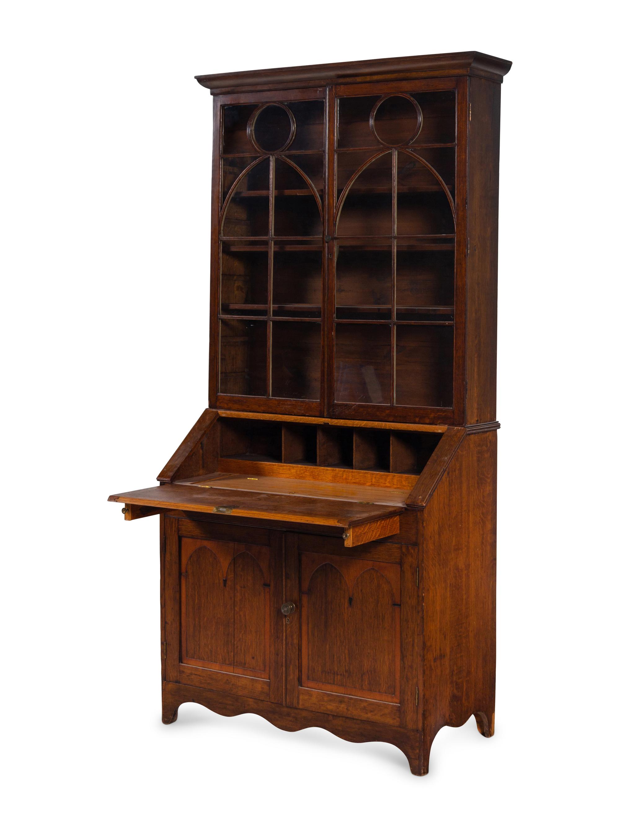 A George III Oak Secretary Bookcase