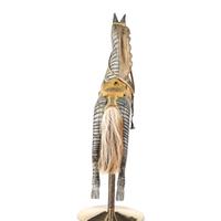 A Glass Inset Carved, Parcel-Gilt and Painted Wood Zebra Carousel Figure