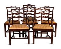 Six George III Style Mahogany Ladder-Back Dining Chairs