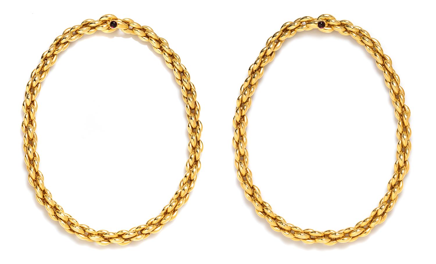 An 18 Karat Yellow Gold and Garnet Convertible Longchain Necklace, Neiman Marcus, 128.70 dwts.