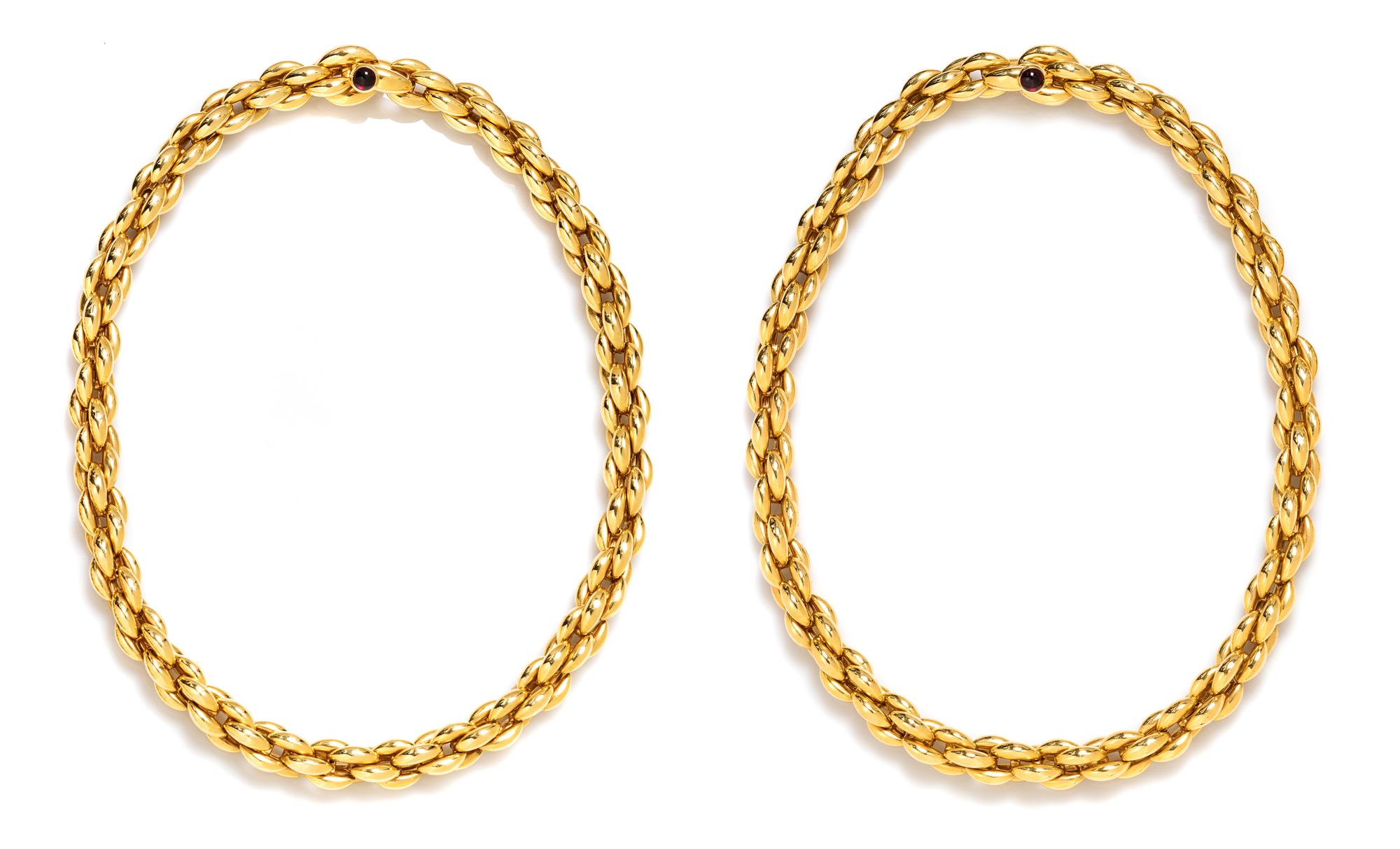 An 18 Karat Yellow Gold and Garnet Convertible Longchain Necklace, Neiman Marcus, 128.70 dwts.
