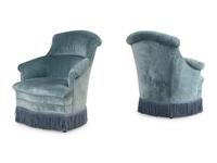 A Pair of Velvet-Upholstered Armchairs