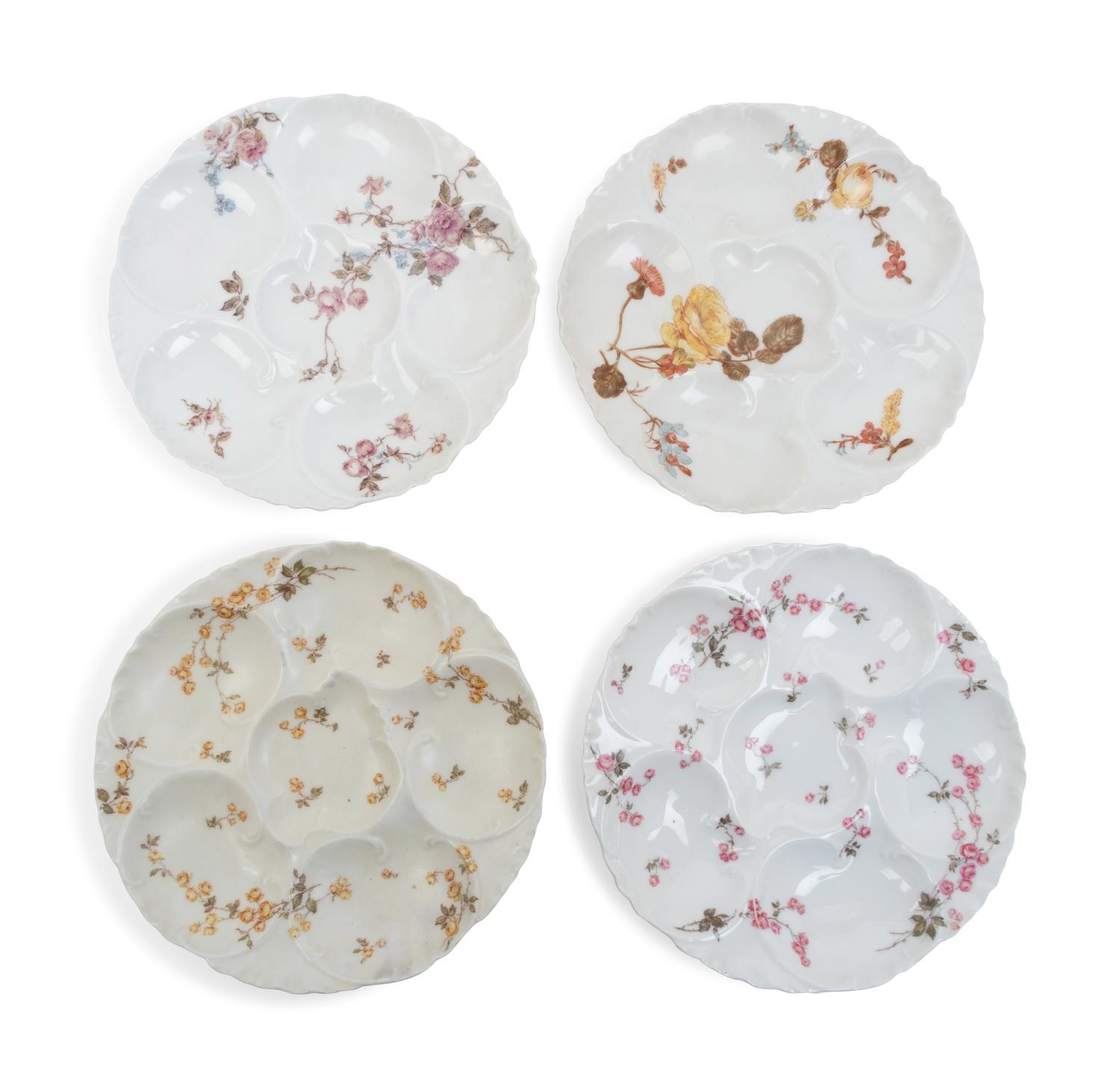 A Set of Eight Haviland Limoges Porcelain Oyster Plates