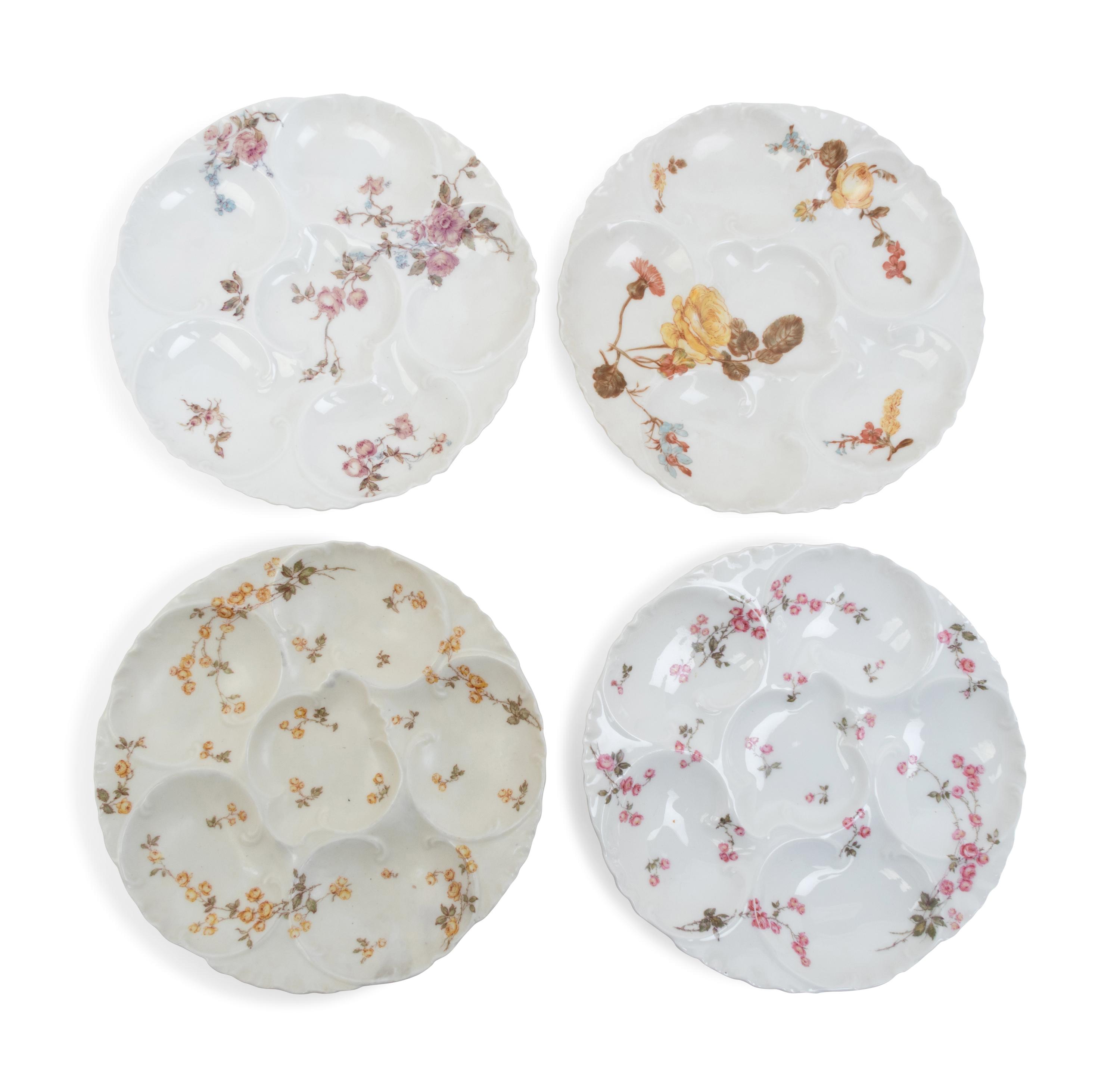 A Set of Eight Haviland Limoges Porcelain Oyster Plates