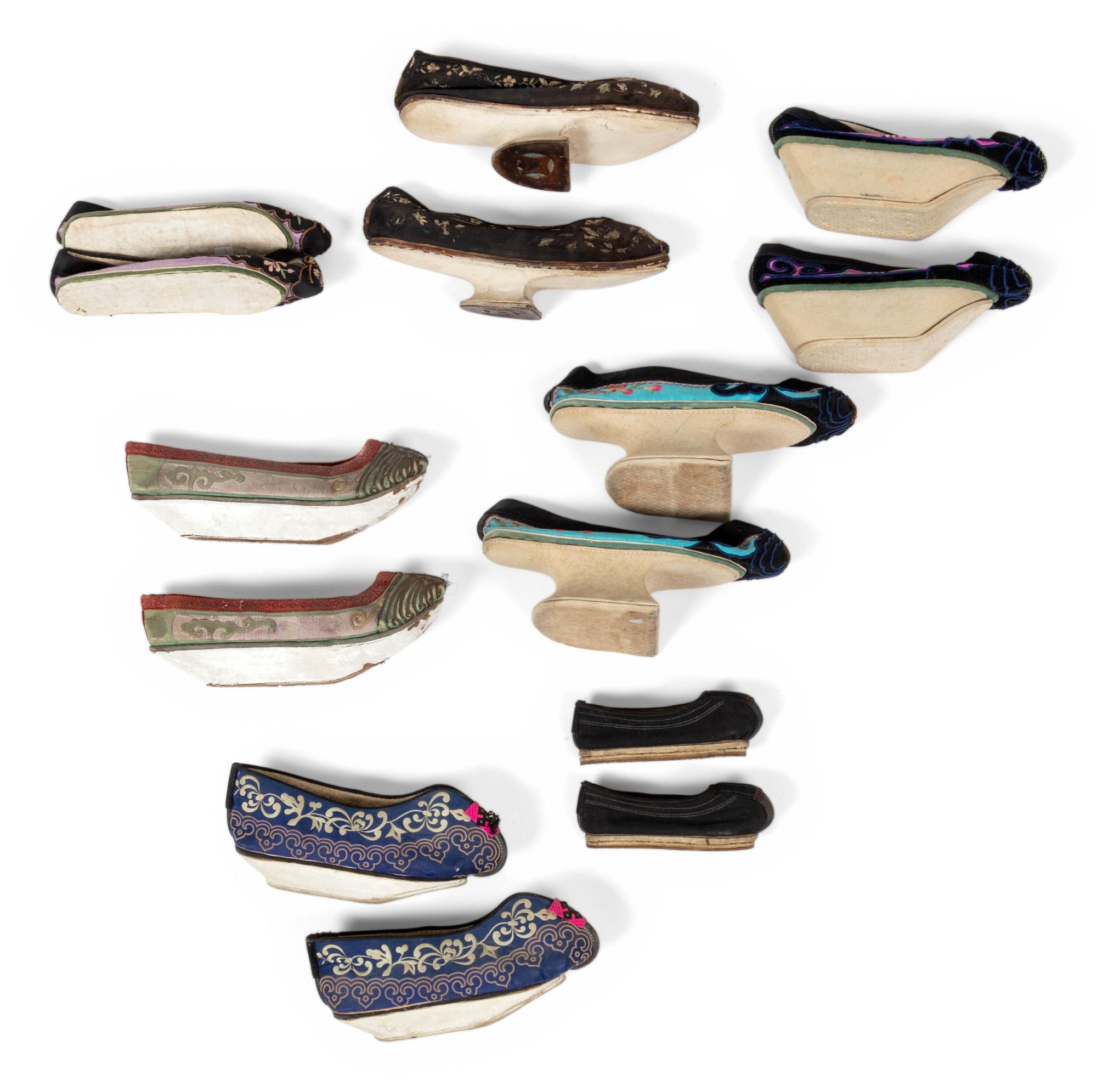 Nine Sets of Chinese Embroidered Footwear