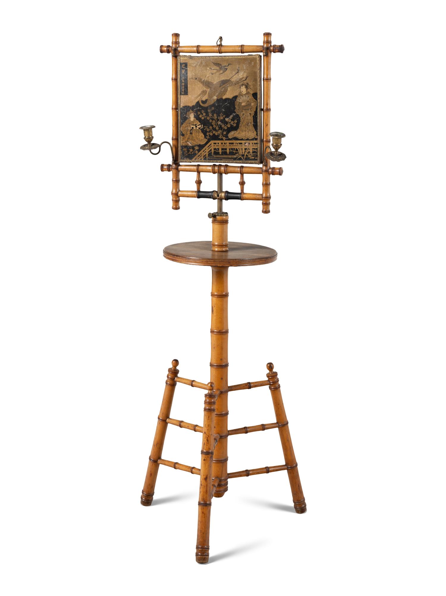 A Faux Bamboo Carved Maple Shaving Stand