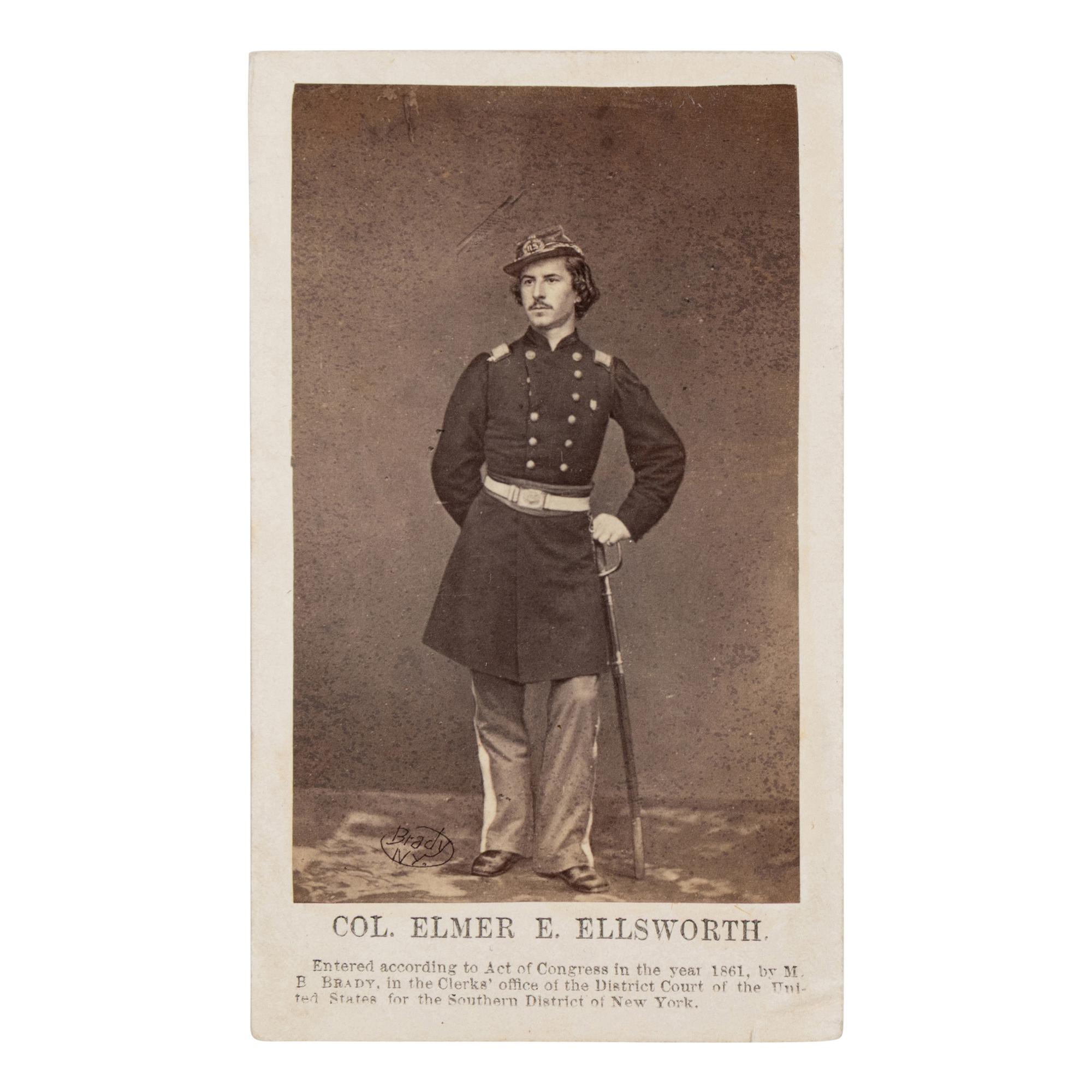 [CIVIL WAR]. -- [ELLSWORTH, Elmer (1837-1861)]. A group of 3 photographs depicting Ellsworth, comprising: