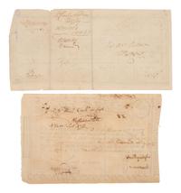[REVOLUTIONARY WAR]. Group of 2 State of Massachusetts Bay items, comprising a 1780 Continental Army Commodity Bond and a 1779 "Pine Tree" emblem Treasury Loan Certificate.