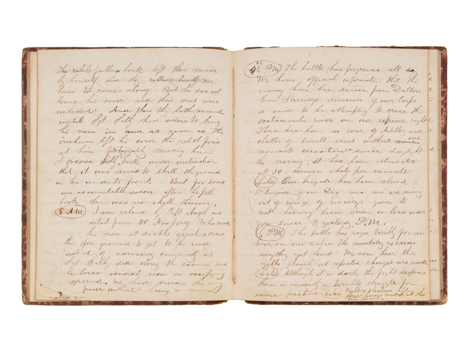 JACKSON, Col. Oscar L. (1840-1920). Five journals, incl. descriptions of Oscar L. Jackson's political activism during the 1860 campaign and his service with 63rd OVI, with campaign broadside noting Jackson as a speaker.