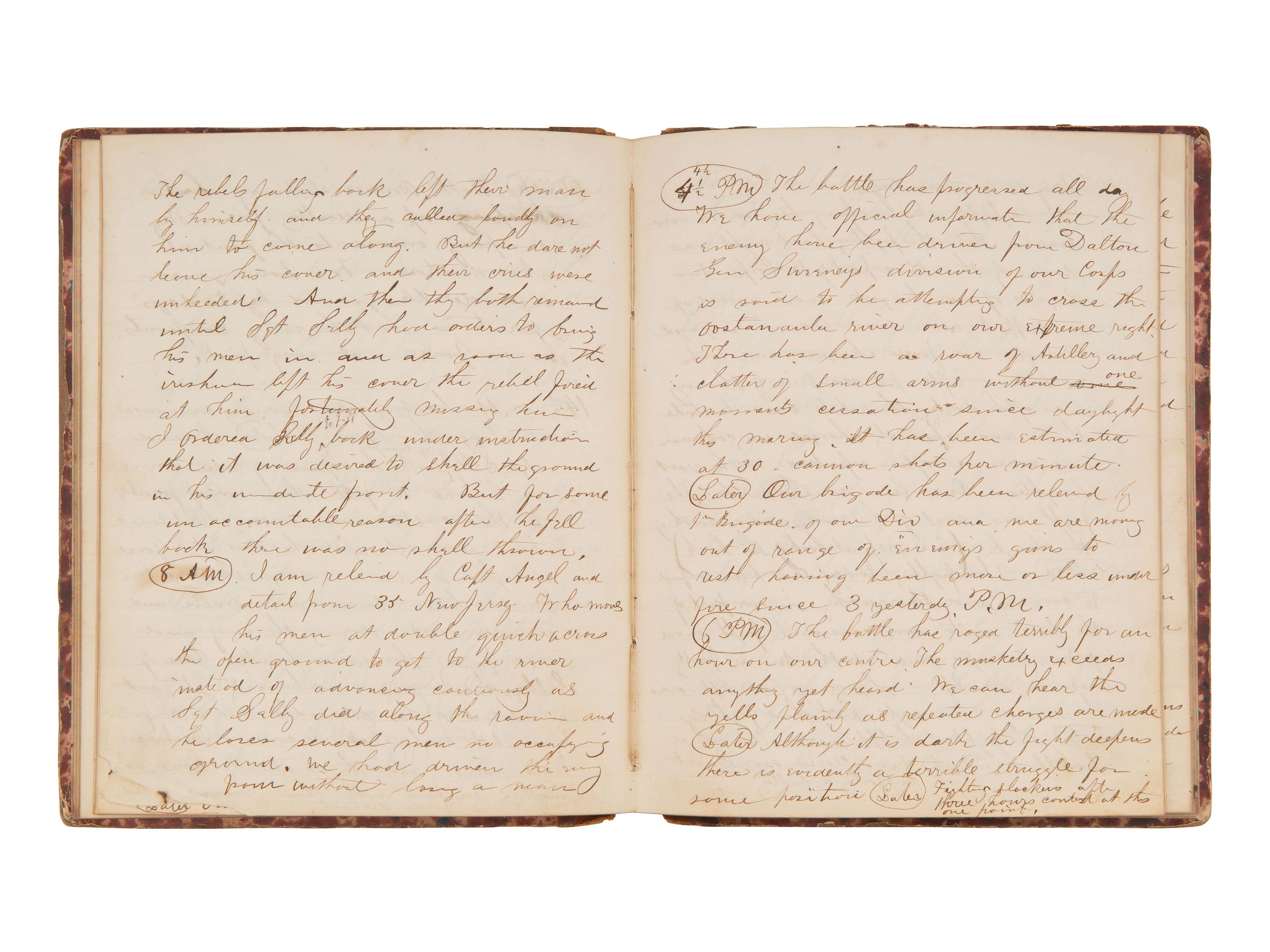 JACKSON, Col. Oscar L. (1840-1920). Five journals, incl. descriptions of Oscar L. Jackson's political activism during the 1860 campaign and his service with 63rd OVI, with campaign broadside noting Jackson as a speaker.