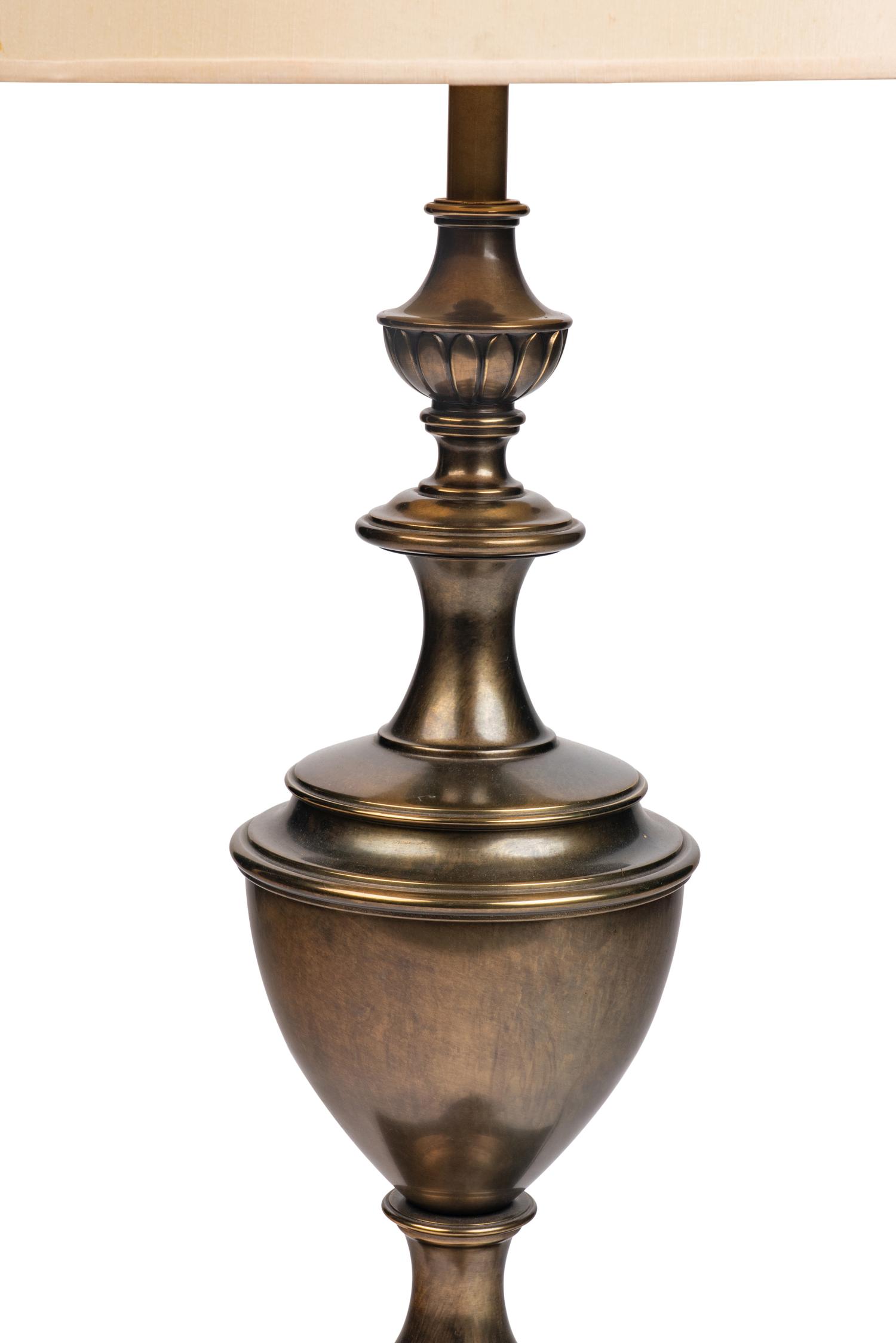 A Patinated Brass Urn-Form Table Lamp