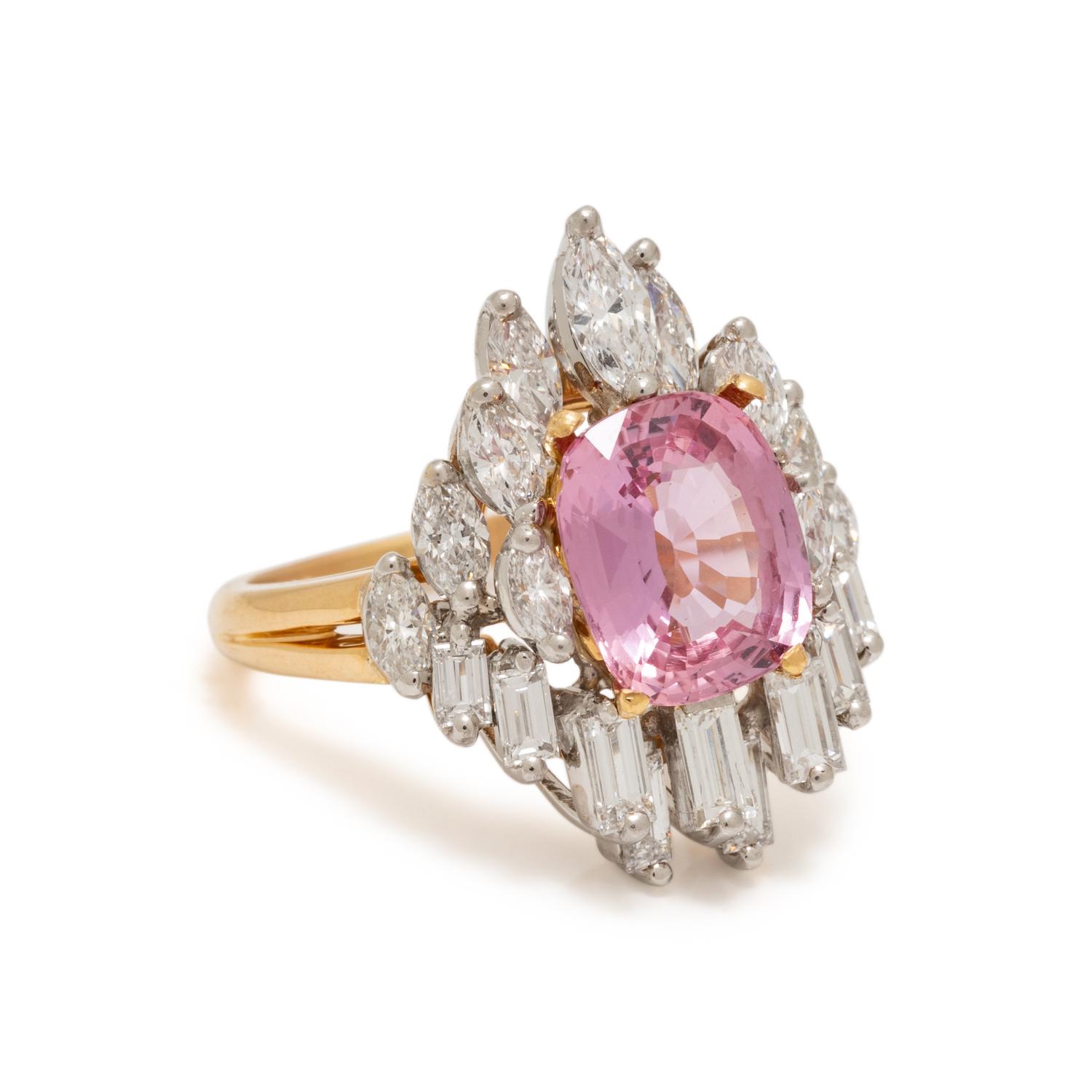PADPARADSCHA SAPPHIRE AND DIAMOND RING