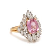 PADPARADSCHA SAPPHIRE AND DIAMOND RING