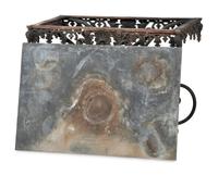 Two Wrought Iron Marble Top Console Tables