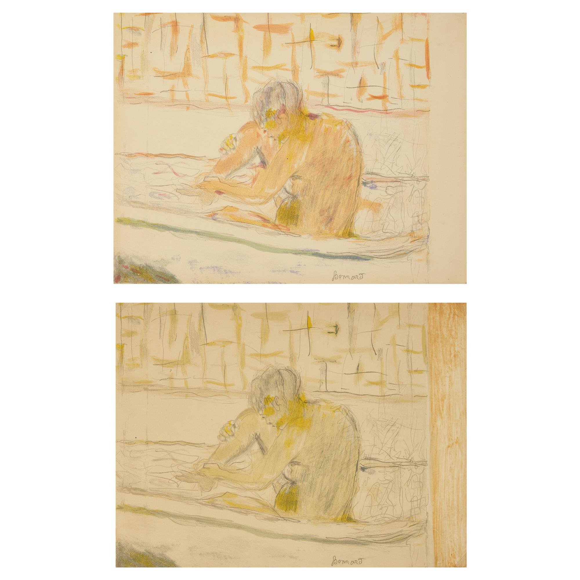 Pierre Bonnard (French, 1867-1947) — Two impressions of Femme Assise dans sa Baignoire, 1942