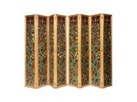 A Pair of Giltwood and Polychrome Painted Four-Panel Folding Screens DONATED BY DAVID KLEINBERG DESIGN ASSOCIATES