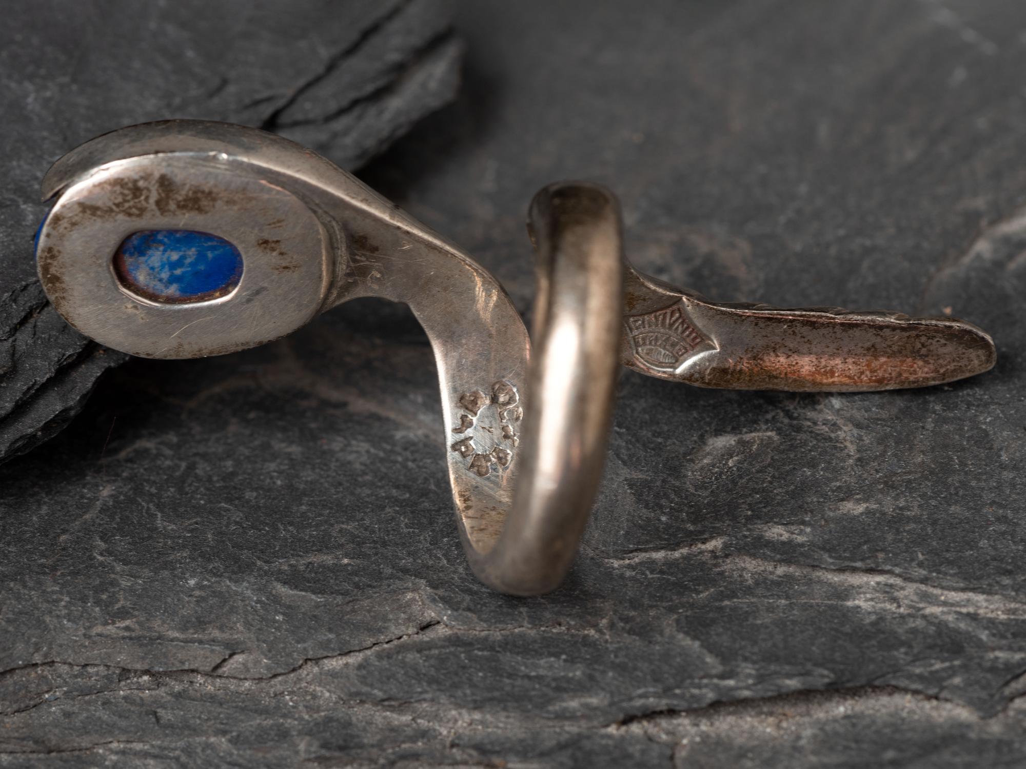 Taxco Sterling Silver Link Bracelet and Snake Ring,
