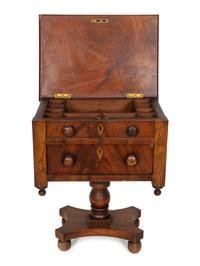 An American Classical Mahogany Veneered Miniature Sewing Stand