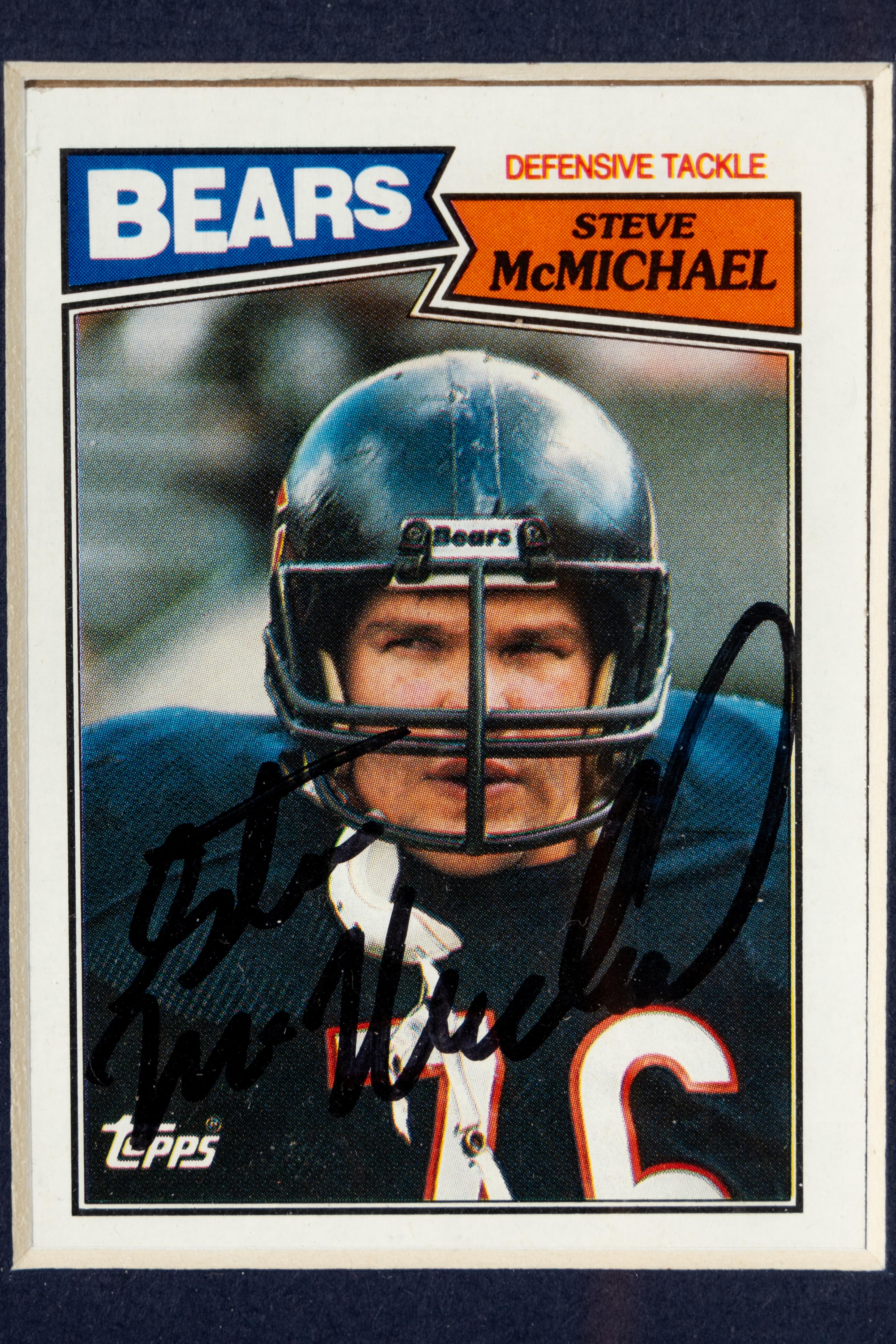 A Collection of Chicago Bears Hall of Fame Signed Trading Card Displays Featuring Steve McMichael, Jim Covert and Stan Jones