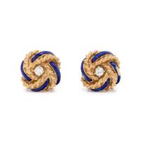 DIAMOND, ENAMEL AND YELLOW GOLD CUFFLINKS