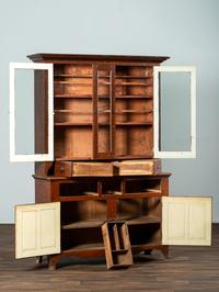 A Country Grain Paint Decorated Poplar Step-Back Cupboard