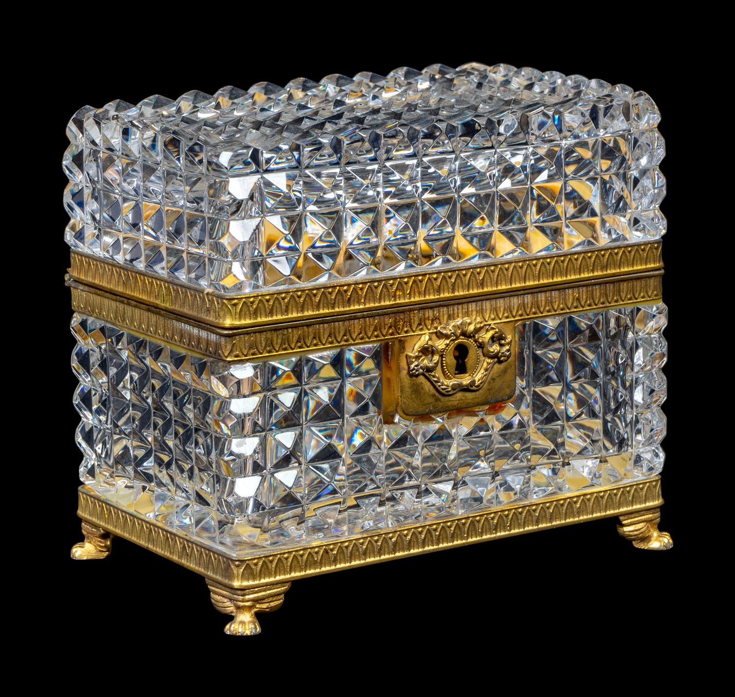 A French Gilt-Metal-Mounted Cut Glass Covered Box — EARLY 20TH CENTURY