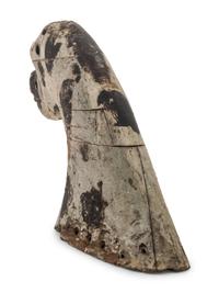 A Paint Decorated Horse Head Finial with Glass Eyes