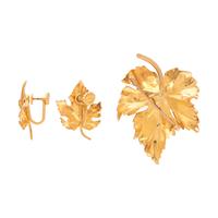YELLOW GOLD AND DIAMOND LEAF SET