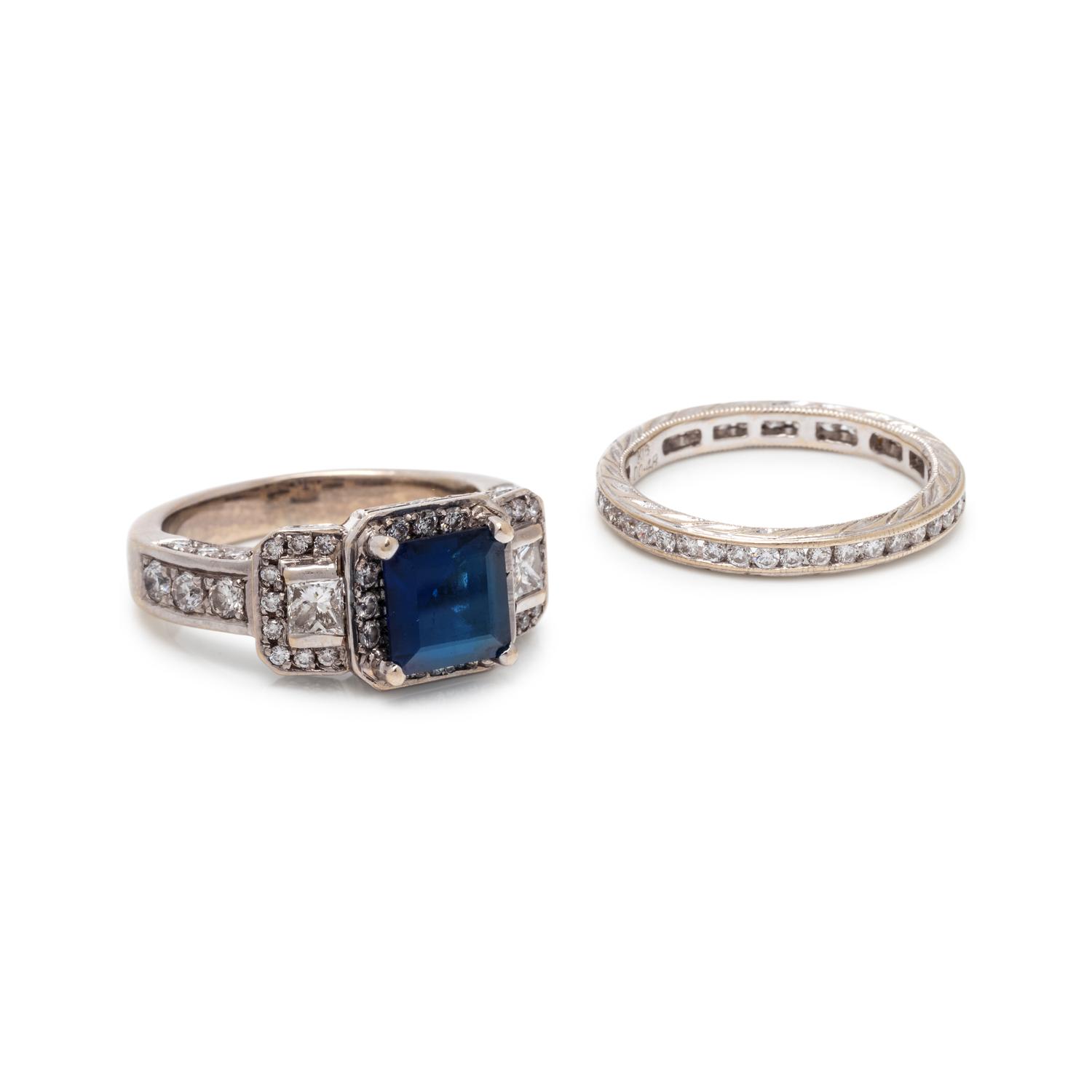 SAPPHIRE AND DIAMOND RING SET