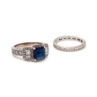 SAPPHIRE AND DIAMOND RING SET