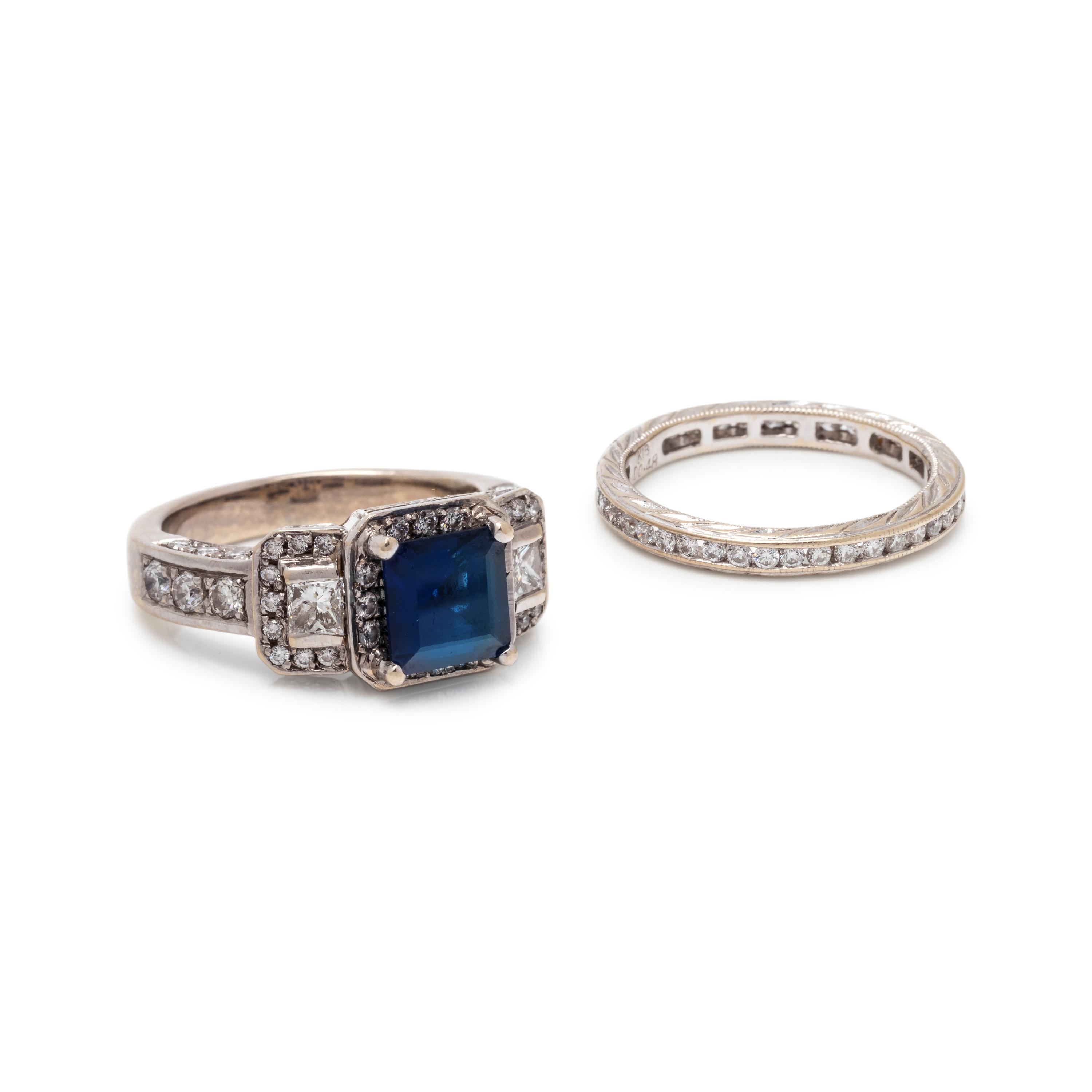 SAPPHIRE AND DIAMOND RING SET